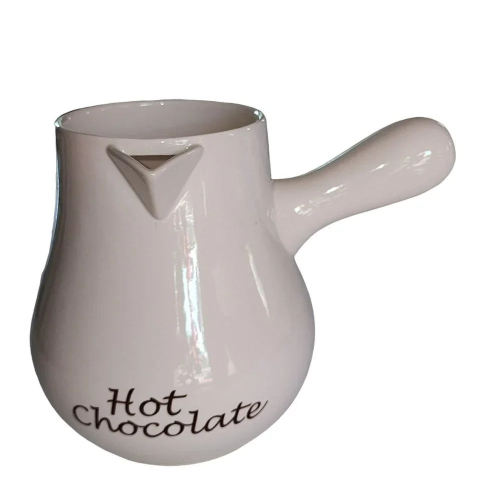 Williams Sonoma by Bonjour White Ceramic Hot Chocolate Pitcher Pot 7in‎ Tall